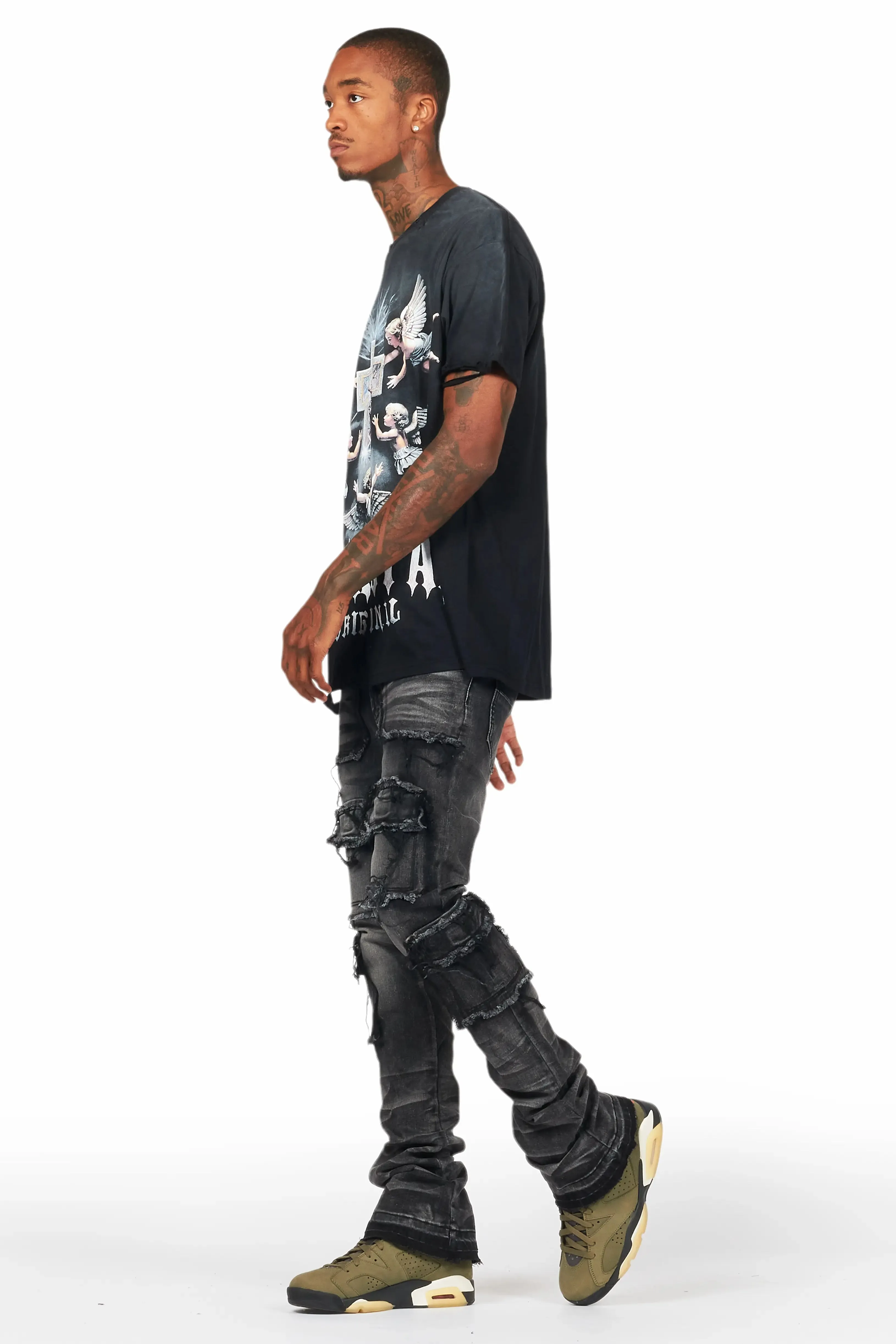 Adem Black Oversized Graphic T-Shirt