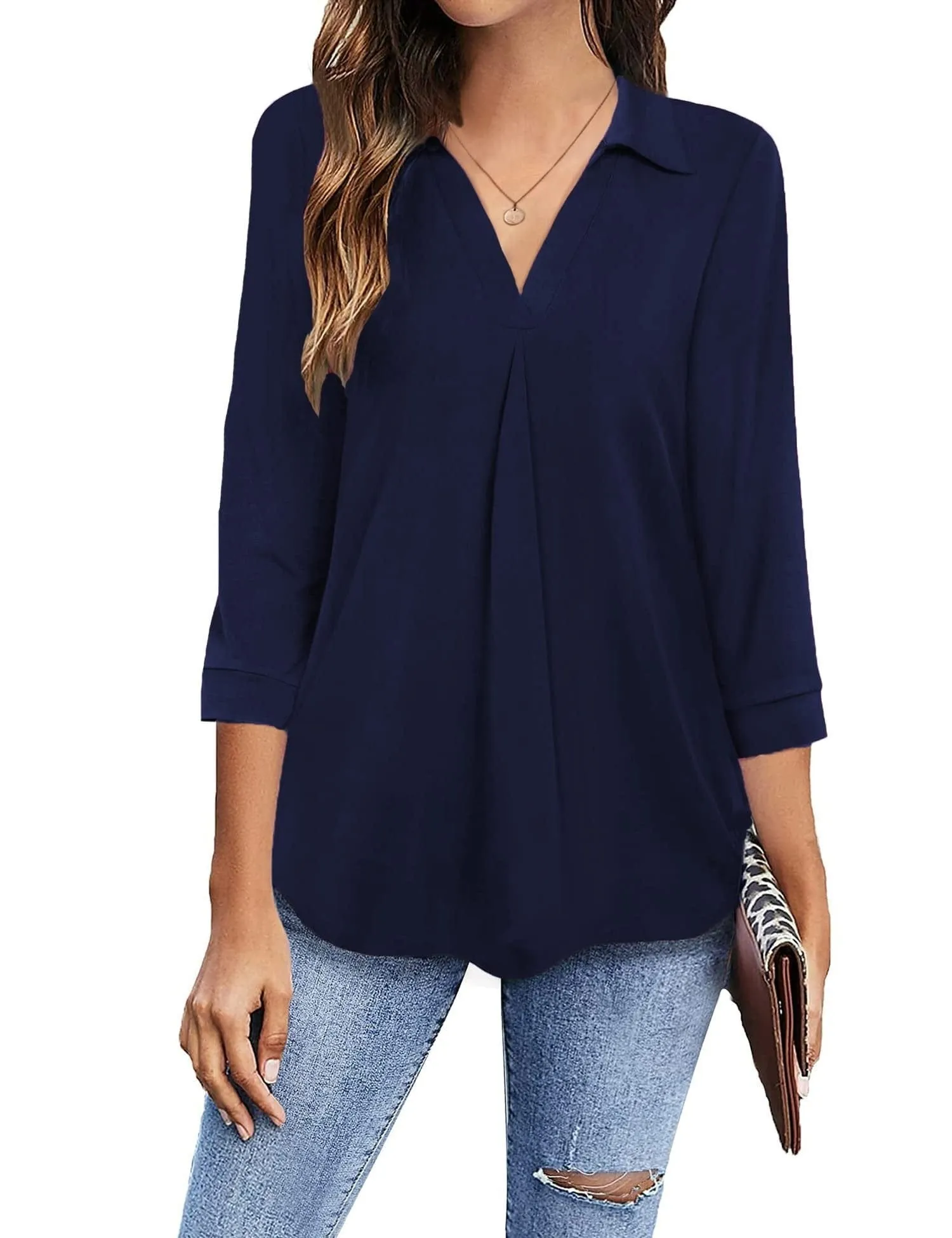 Casual Loose V Neck Blouse for Women