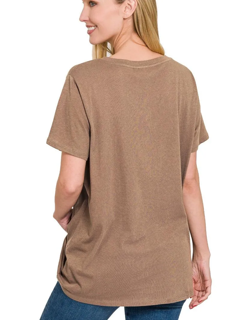 V-Neck Comfy Loose Fitting Cotton Short Sleeve Tee (6 Options)