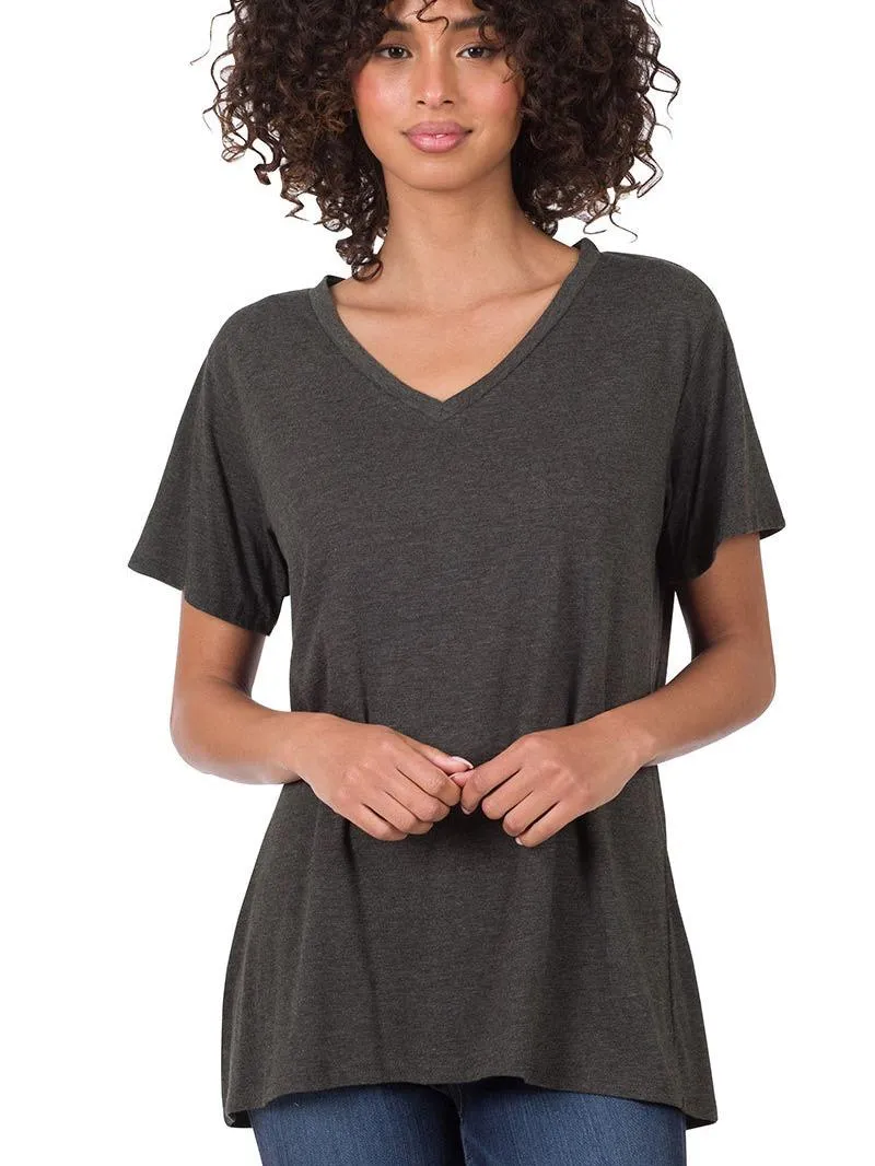 V-Neck Comfy Loose Fitting Cotton Short Sleeve Tee (6 Options)