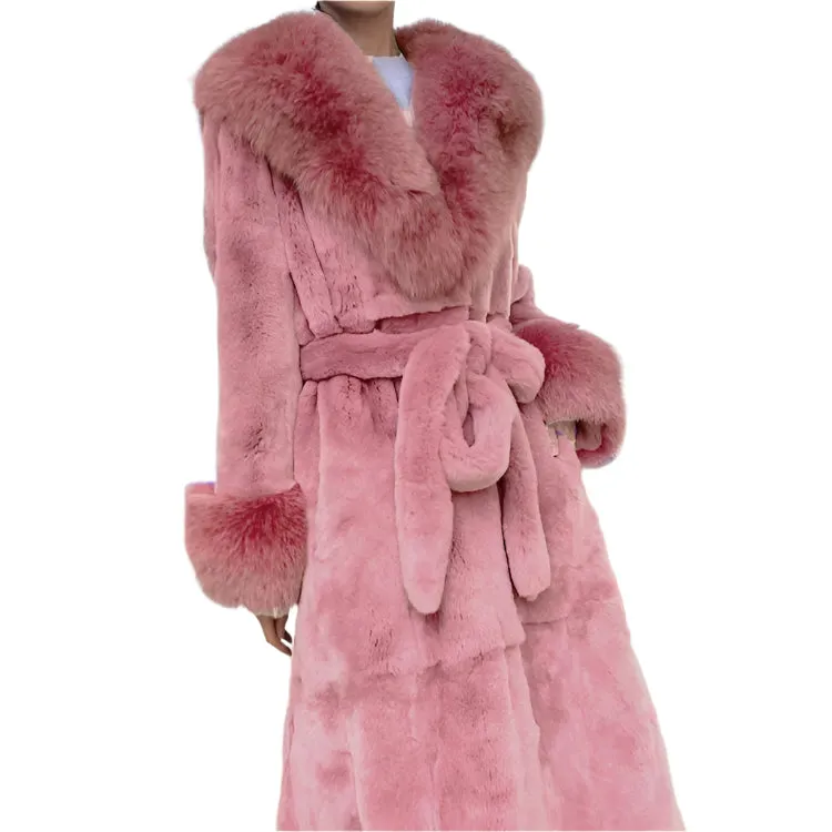 Women's Long Faux Fur Coat - Thick Warm Winter Mink Fur Jacket with Fur Collar, Oversized Feather Outerwear, Luxury Women's Clothing