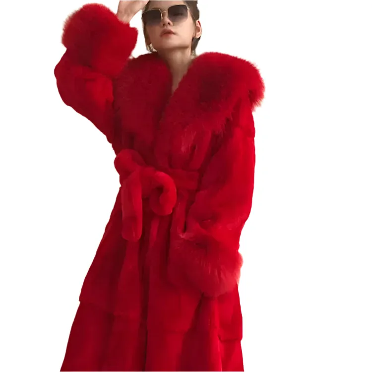 Women's Long Faux Fur Coat - Thick Warm Winter Mink Fur Jacket with Fur Collar, Oversized Feather Outerwear, Luxury Women's Clothing
