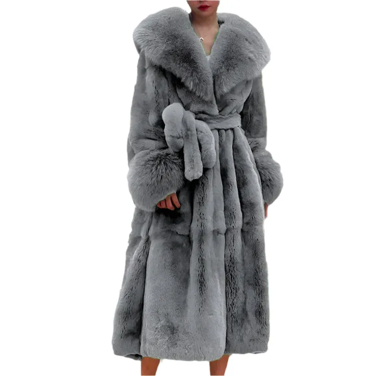 Women's Long Faux Fur Coat - Thick Warm Winter Mink Fur Jacket with Fur Collar, Oversized Feather Outerwear, Luxury Women's Clothing