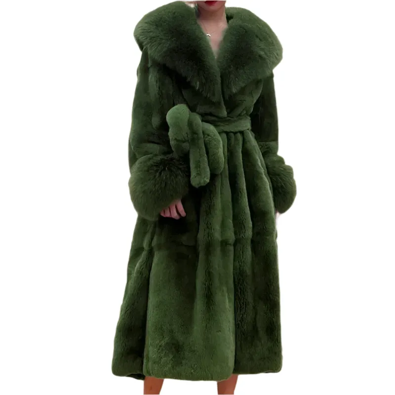 Women's Long Faux Fur Coat - Thick Warm Winter Mink Fur Jacket with Fur Collar, Oversized Feather Outerwear, Luxury Women's Clothing