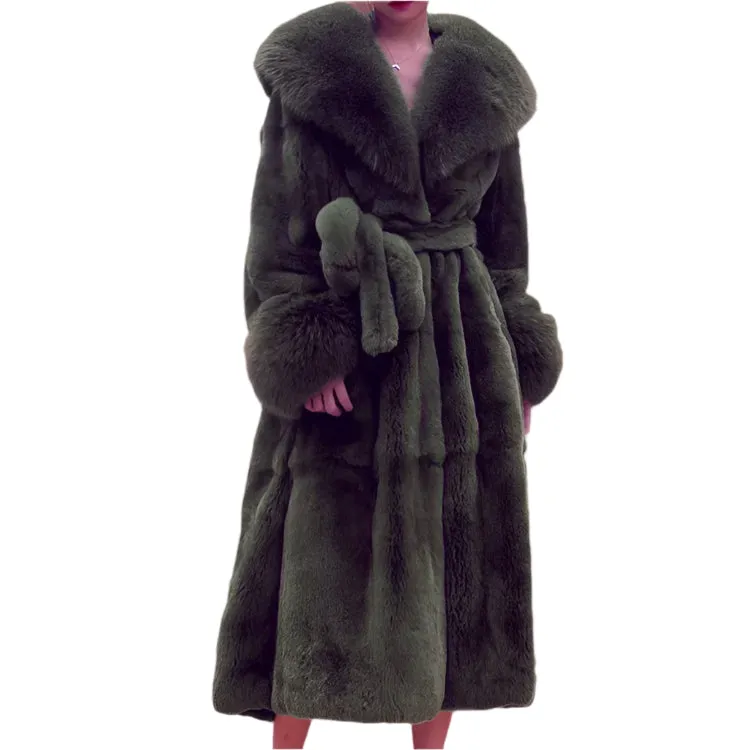 Women's Long Faux Fur Coat - Thick Warm Winter Mink Fur Jacket with Fur Collar, Oversized Feather Outerwear, Luxury Women's Clothing