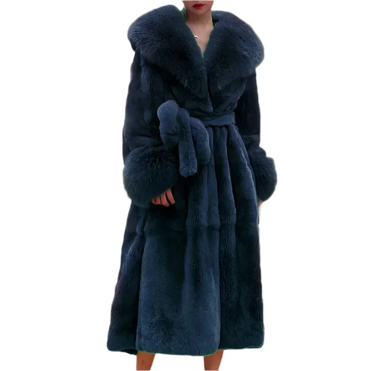 Women's Long Faux Fur Coat - Thick Warm Winter Mink Fur Jacket with Fur Collar, Oversized Feather Outerwear, Luxury Women's Clothing