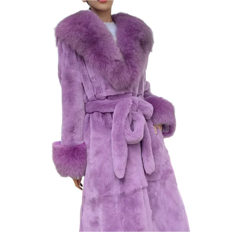 Women's Long Faux Fur Coat - Thick Warm Winter Mink Fur Jacket with Fur Collar, Oversized Feather Outerwear, Luxury Women's Clothing