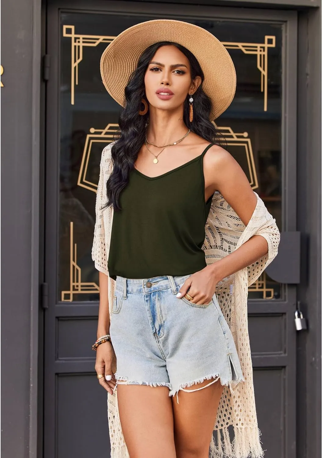 Zeagoo Tank Top V-Neck Sleeveless Summer Tops (DE Only)
